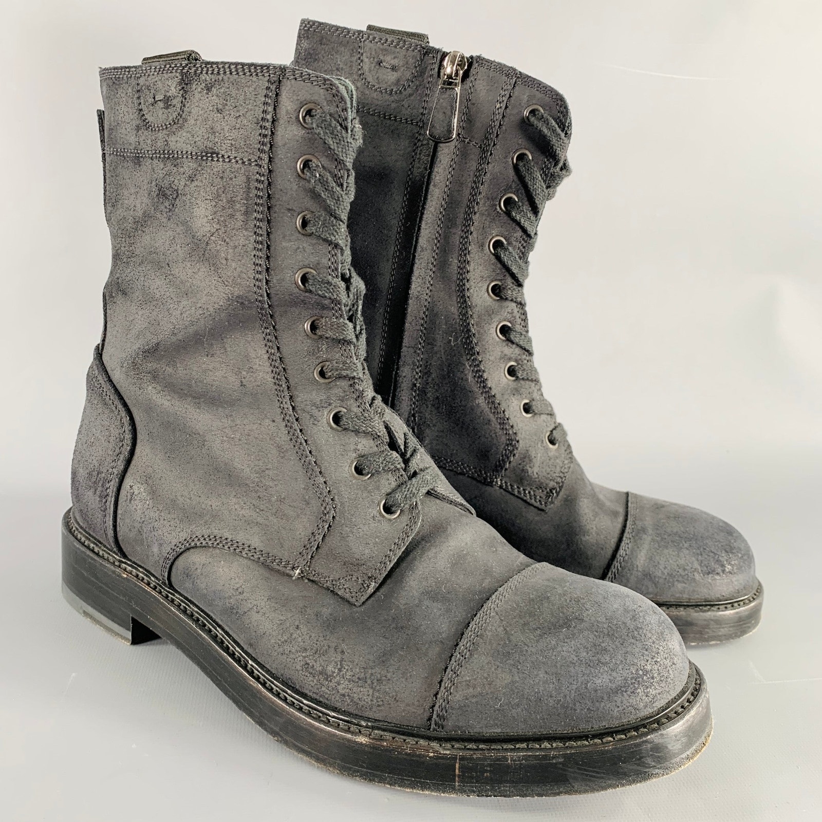 Paul Andrew Size 10 Black Nubuck Leather Side Zipper Boots
